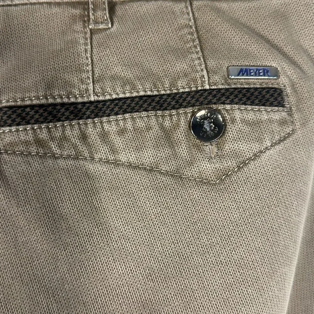 GR:56 Meyer Mens Pants Dublin Modern Comfort Chino Trousers Khaki‎ Size US 34